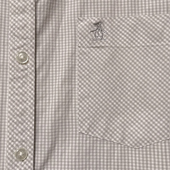 Original Penguin Heritage Slim Fit, White and Grey Micro Checker Sz XL - Picture 2 of 8